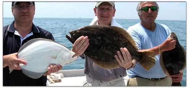 Stuart and the
                      gang catch some really nice summer flounder aboard
                      Long Island's best chartboat!